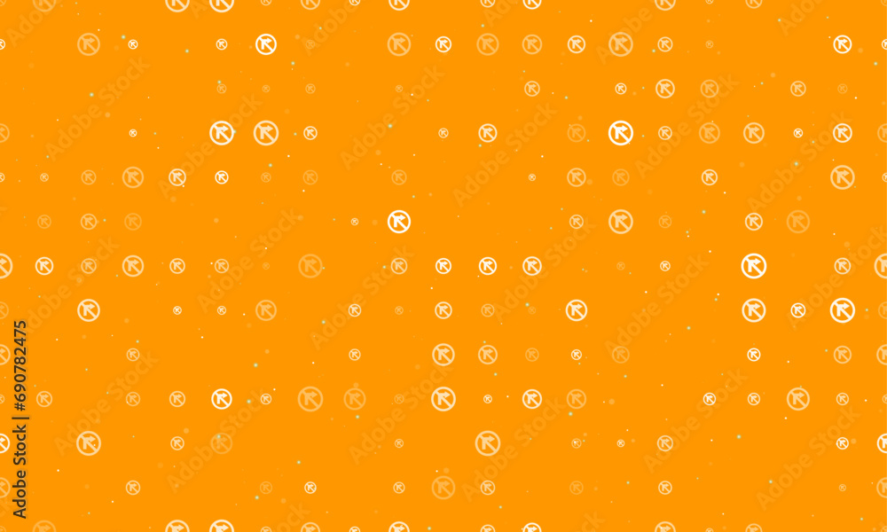 Aufkleber seamless background pattern of evenly spaced white no right turn signs of different sizes and opacit