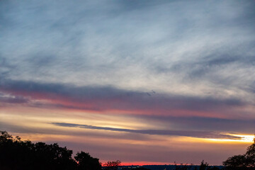 Wonderful sky at dawn with orange, yellow and red colors