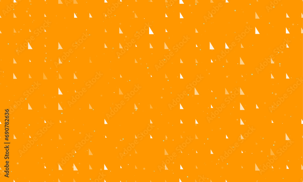 Poster seamless background pattern of evenly spaced white right triangle symbols of different sizes and opa
