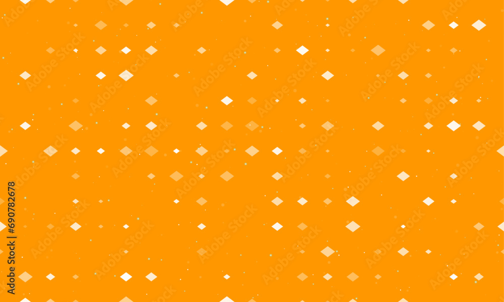 Poster seamless background pattern of evenly spaced white rhombus symbols of different sizes and opacity. v