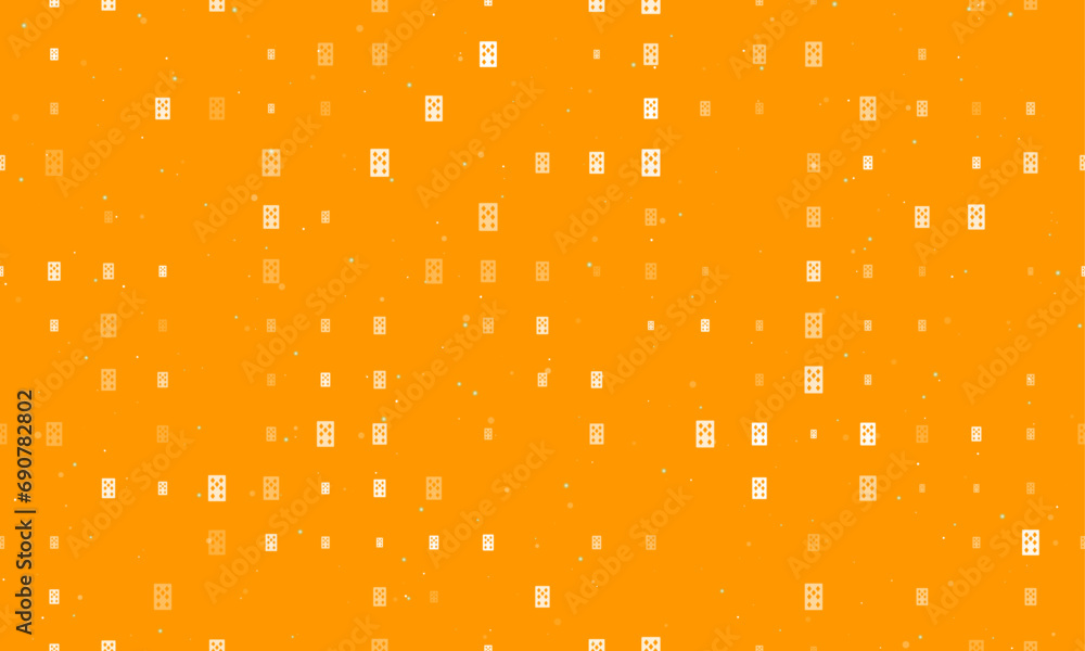 Poster seamless background pattern of evenly spaced white seven of diamonds playing cards of different size