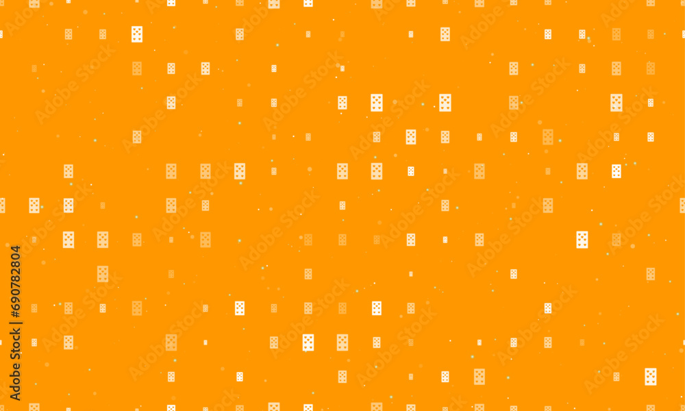 Poster seamless background pattern of evenly spaced white seven of hearts playing cards of different sizes 