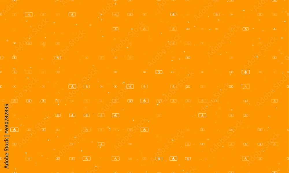 Poster seamless background pattern of evenly spaced white disabled road signs of different sizes and opacit
