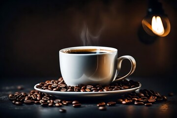 Obraz premium cup of coffee with beans