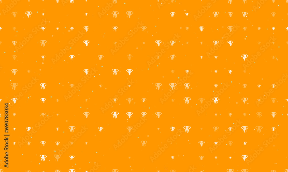 Poster seamless background pattern of evenly spaced white elephant heads of different sizes and opacity. ve
