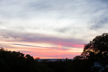 Wonderful sky at dawn with orange, yellow and red colors