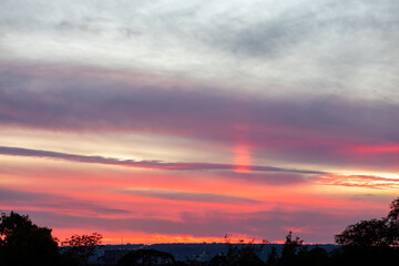 Wonderful sky at dawn with orange, yellow and red colors
