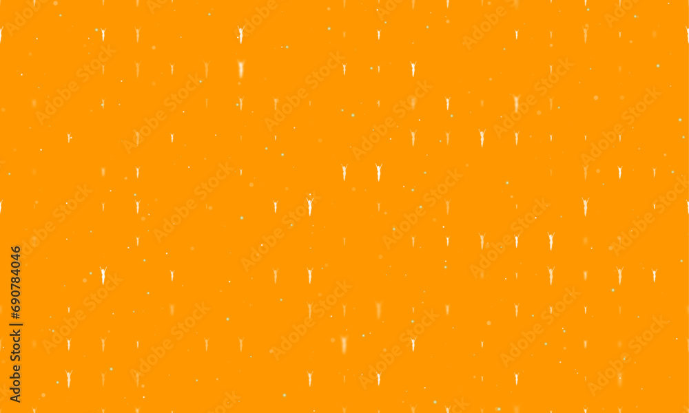 Poster seamless background pattern of evenly spaced white woman with hands up symbols of different sizes an