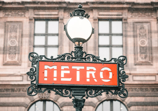 Paris, France: Metro street sign