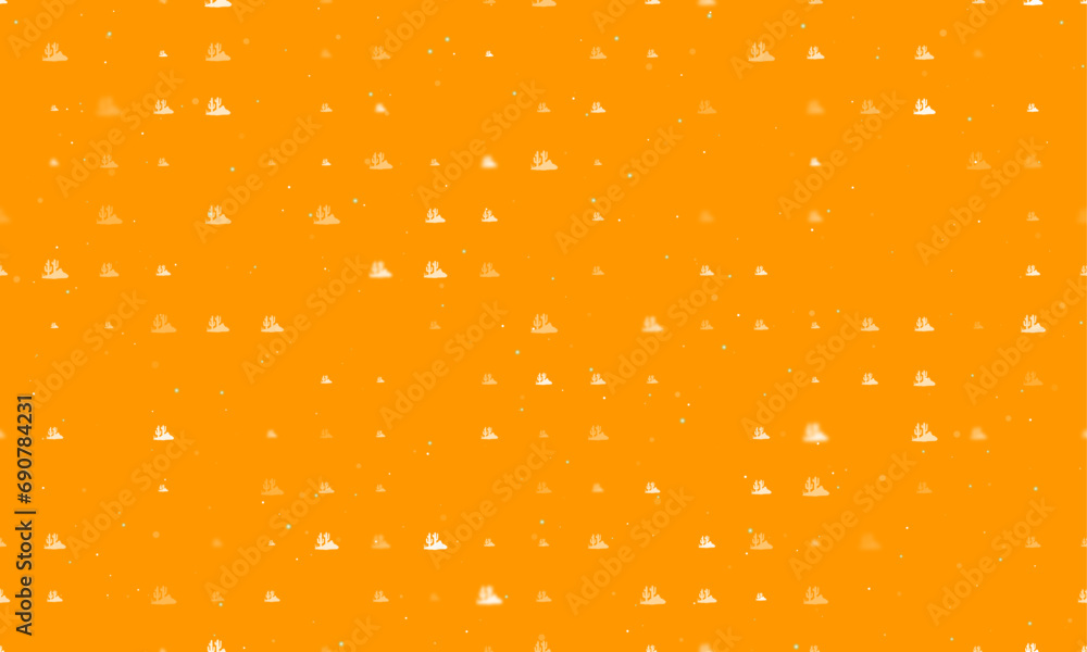 Aufkleber seamless background pattern of evenly spaced white wild cactus symbols of different sizes and opacit