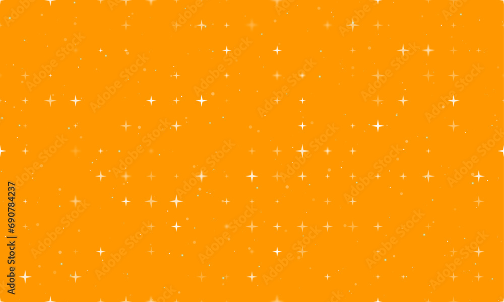 Poster seamless background pattern of evenly spaced white star symbols of different sizes and opacity. vect