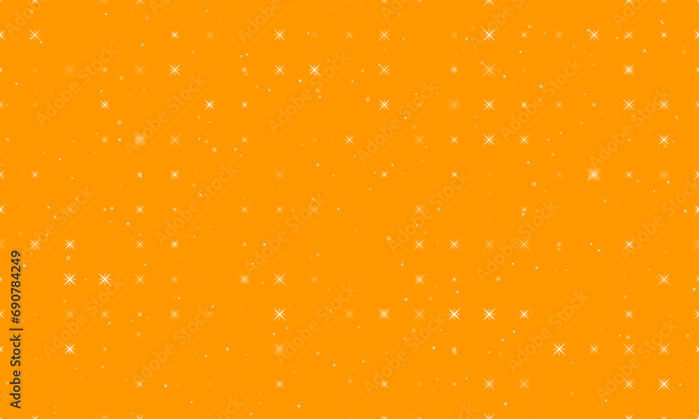 Poster seamless background pattern of evenly spaced white star symbols of different sizes and opacity. vect