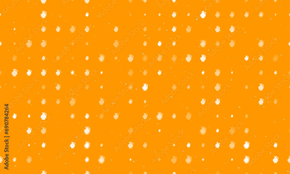 Poster seamless background pattern of evenly spaced white antique vase symbols of different sizes and opaci