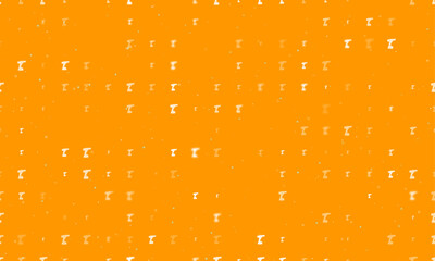 Seamless background pattern of evenly spaced white electric screwdriver symbols of different sizes and opacity. Vector illustration on orange background with stars
