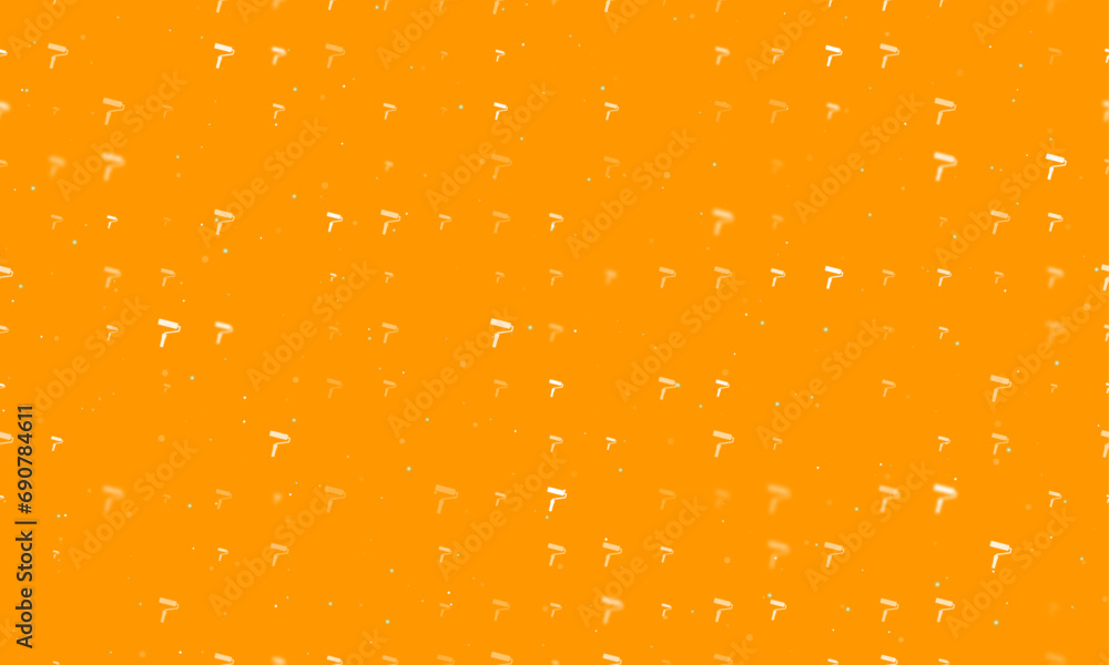 Poster seamless background pattern of evenly spaced white paint roller symbols of different sizes and opaci