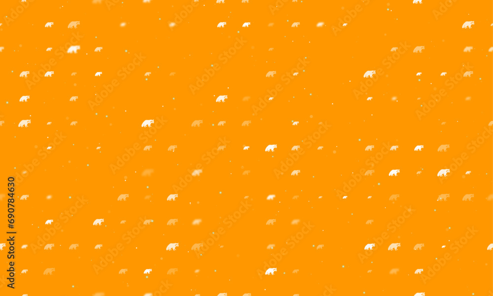 Poster seamless background pattern of evenly spaced white raccoon symbols of different sizes and opacity. v