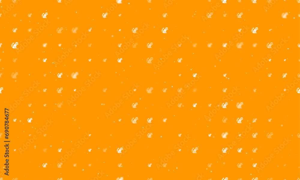 Poster seamless background pattern of evenly spaced white raccoon symbols of different sizes and opacity. v