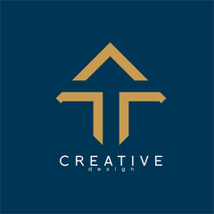 Letter T vector logo design with up arrow sign concept. - obrazy, fototapety, plakaty