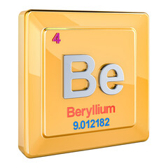 Beryllium Be icon, chemical element sign. 3D rendering isolated on transparent background