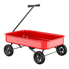 Classic Red Wagon, kids toy wagon, 3D rendering isolated on transparent background