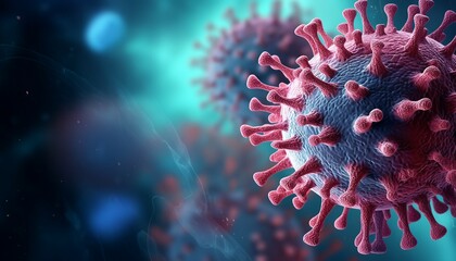 Coronavirus outbreak. Pathogen affecting the respiratory tract, ai art, illustration - obrazy, fototapety, plakaty