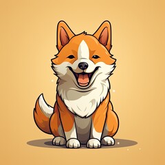 Fototapeta premium Cartoon drawing of a purebred Shiba dog. Shiba logo. Cute funny dog ​​print. Red cute puppy cartoon character art. Veterinary clinic logo. Food for Shiba dogs. Generative AI.