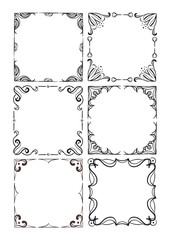 Assortment of hand drawn ornamental frames