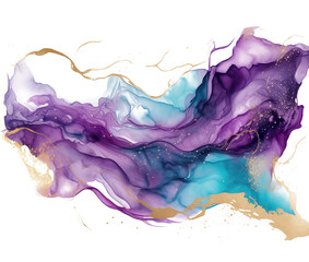 Purple Blue and Gold Watercolor Wash Splatter Transparent Graphic Resource