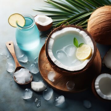 Coconut water, good for the heart and blood pressure, healthy, drink concept, generative ai	