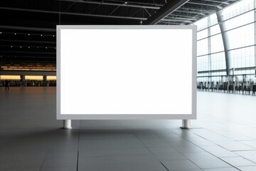 Mock up blank light box in airport. Banner Media light box. Commercial and marketing concept.