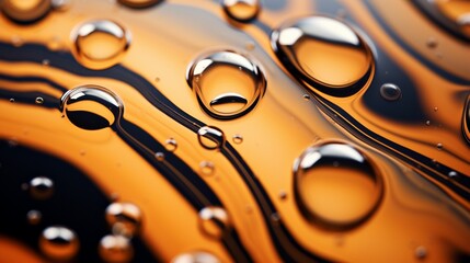 A macro shot of motor oil drops coalescing on a garage floor, showcasing the elegance in the fluidity of a substance vital to engine health