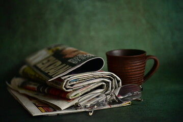 cup of coffee and newspaper