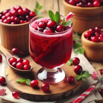 Cranberry juice, good for the heart and blood pressure, healthy, drink concept, generative ai	