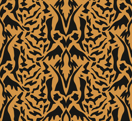 Hand drawn artistic tiger skin print seamless pattern
