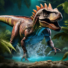 Obraz premium dinosaur in water
