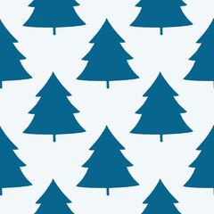 Christmas background with green trees on a white background. Seamless pattern.For textiles, gift wrapping.