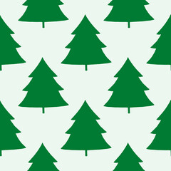 Christmas background with green trees on a white background. Seamless pattern.For textiles, gift wrapping.