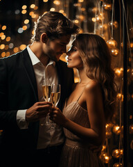 Elegant Couple with champagne 