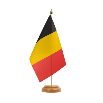 Belgium Flag, small wooden belgian table flag, isolated, alpha channel transparency, png