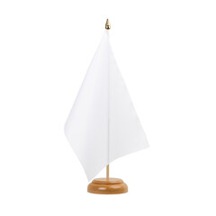 White Flag, small wooden table flag, isolated, alpha channel transparency, png