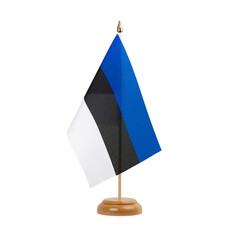 Estonia Flag, small wooden estonian table flag, isolated, alpha channel transparency, png