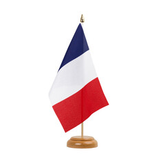 France Flag, small wooden french table flag, isolated, alpha channel transparency, png