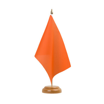 Orange Flag, small wooden table flag, isolated, alpha channel transparency, png