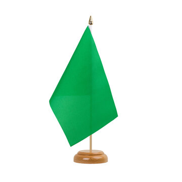 Green Flag, small wooden table flag, isolated, alpha channel transparency, png