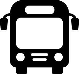 Bus Icon Outline. Bus Front View Flat Icon For Apps And Websites. Frontal Vehicle Symbol On Transparent Background. Public Transport Illustration