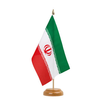 Iran Flag, small wooden iranian table flag, isolated, alpha channel transparency, png