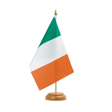 Ireland Flag, small wooden irish table flag, isolated, alpha channel transparency, png