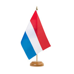 Luxembourg Flag, small wooden luxembourg table flag, isolated, alpha channel transparency, png