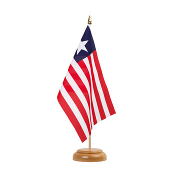 Liberia Flag, small wooden liberian table flag, isolated, alpha channel transparency, png