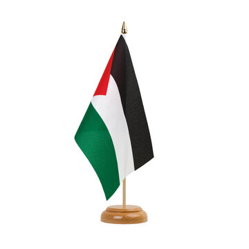 Palestine Flag, small wooden palestinian table flag, isolated, alpha channel transparency, png